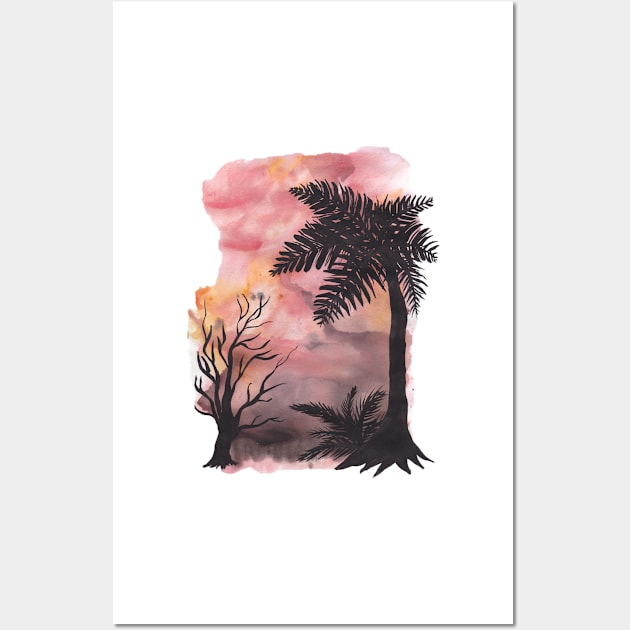 Palm trees and sunset Wall Art by LeighsDesigns